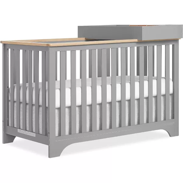 Orion 5-in-1 Convertible Crib with Removable Changing Tray in Pebble Grey Vintage, JPMA &amp; Greenguard Gold Certified, Made of Sustainable New Zealand Pinewood