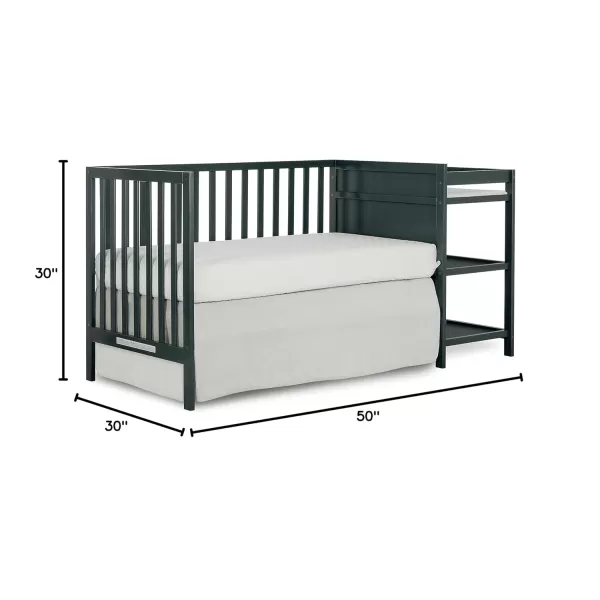 Synergy Convertible Crib and Changer in Olive with Detachable Changing Table, JPMA Certified, 1” Changing pad