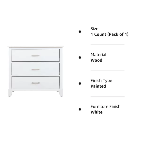 Universal 3 Drawers Chest | Kids Bedroom Dresser | Three Drawers Dresser Mid Century Modern, White