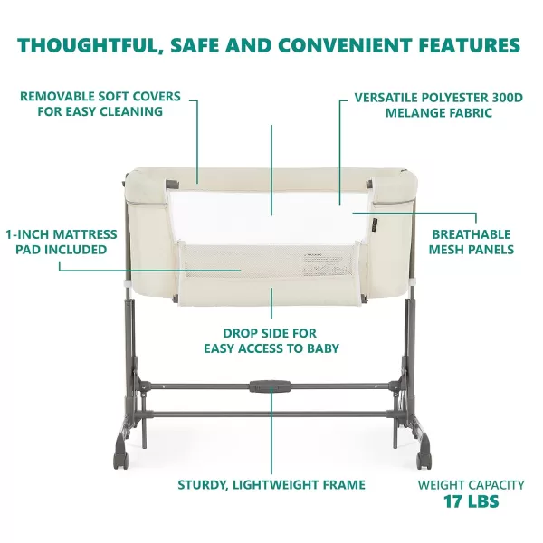 Zimal Bassinet and Bedside Sleeper in Ivory, Lightweight and Portable Baby Bassinet, Breathable Mesh Panels, Easy to Fold and Carry Travel Bassinet, JPMA Certified