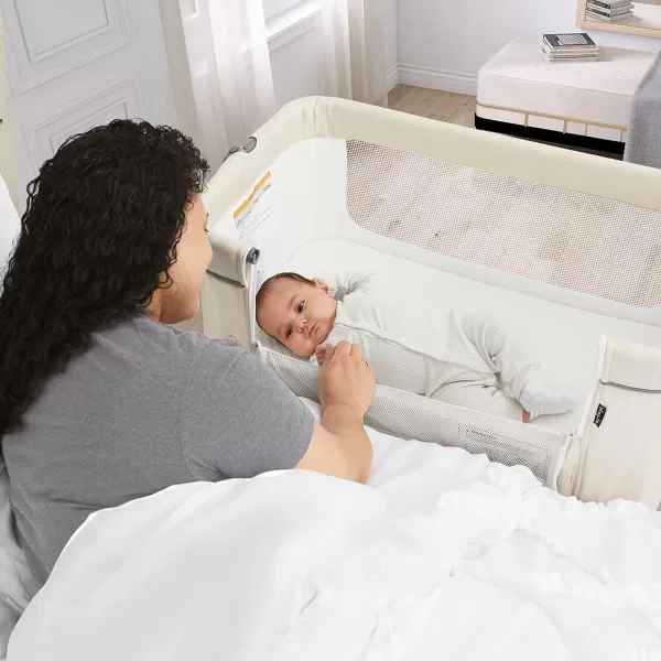 Zimal Bassinet and Bedside Sleeper in Ivory, Lightweight and Portable Baby Bassinet, Breathable Mesh Panels, Easy to Fold and Carry Travel Bassinet, JPMA Certified