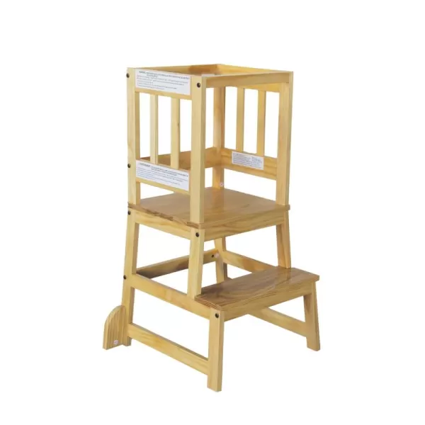 2-in-1 Funtastic Tower and Step Stool, Easy to Assemble, Multi-Purpose Stool with Non-Toxic Paint Finish, Made of Solid Pinewood, White