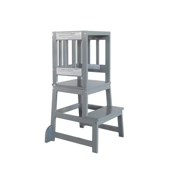 2-in-1 Funtastic Tower and Step Stool, Easy to Assemble, Multi-Purpose Stool with Non-Toxic Paint Finish, Made of Solid Pinewood, White