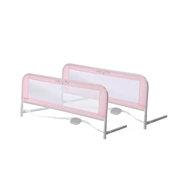 Adjustable Mesh Bed Rail in Pink, Two Height Levels, Breathable and Durable Fabric, Lightweight and Portable Bed Rail for Toddlers, Double Pack