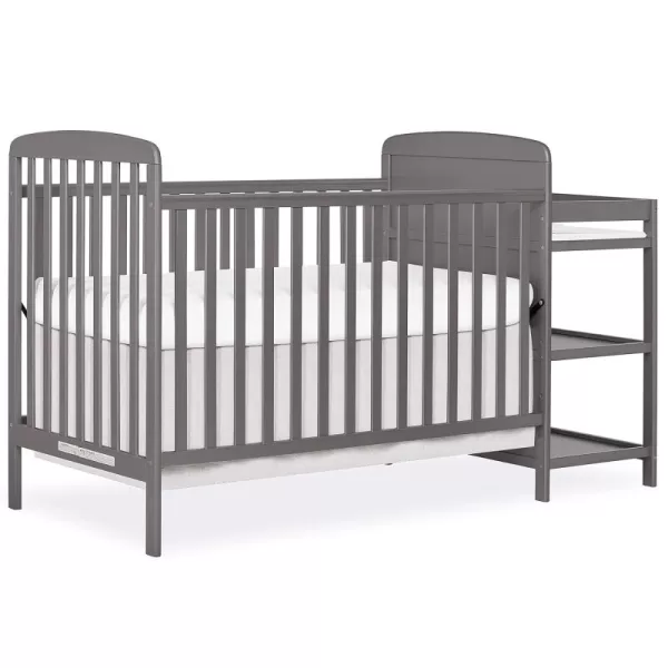 Anna 3-in-1 Full-Size Crib and Changing Table Combo in Steel Grey, Greenguard Gold Certified, Non-Toxic Finishes, Includes 1" Changing Pad, Wooden Nursery Furniture