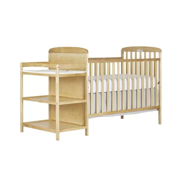 Anna 3-in-1 Full-Size Crib and Changing Table Combo in Steel Grey, Greenguard Gold Certified, Non-Toxic Finishes, Includes 1" Changing Pad, Wooden Nursery Furniture