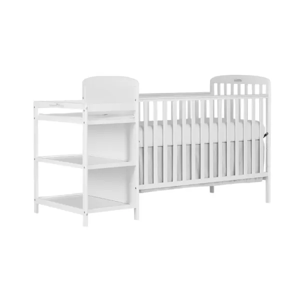 Anna 3-in-1 Full-Size Crib and Changing Table Combo in Steel Grey, Greenguard Gold Certified, Non-Toxic Finishes, Includes 1" Changing Pad, Wooden Nursery Furniture