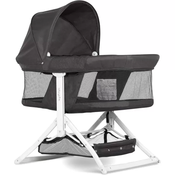 Dream On Me 2-in-1 Convertible Insta Fold Bassinet and Cradle in Black, Lightweight, Portable and Easy to Fold Baby Bassinet, Adjustable Canopy, Breathable Mesh Sides, JPMA Certified