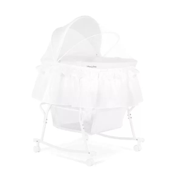 Dream On Me Lacy Portable 2-in-1 Bassinet &amp; Cradle in Light Grey, Lightweight Baby Bassinet with Storage Basket, Adjustable and Removable Canopy