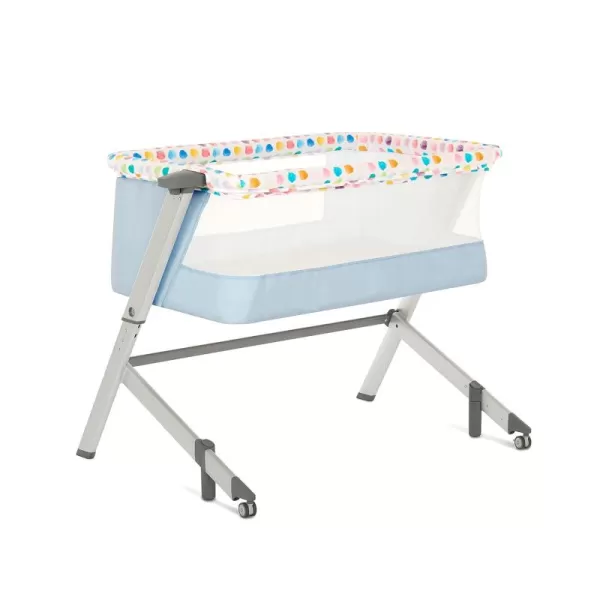 Flora Baby Bassinet in Confetti Blue, Lightweight and Portable Travel Bassinet with Carry Bag, Five Adjustable Height Position, Mattress Pad Included