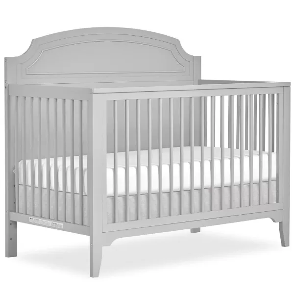 JPMA &amp; Greenguard Gold Certified Milton 5-in-1 Convertible Crib Made with Sustainable New Zealand Pinewood in Pebble Grey, Non-Toxic Finish