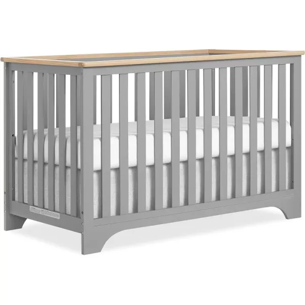 Orion 5-in-1 Convertible Crib with Removable Changing Tray in Pebble Grey Vintage, JPMA &amp; Greenguard Gold Certified, Made of Sustainable New Zealand Pinewood