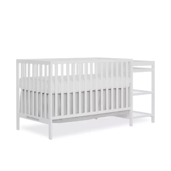 Synergy Convertible Crib and Changer in Olive with Detachable Changing Table, JPMA Certified, 1” Changing pad