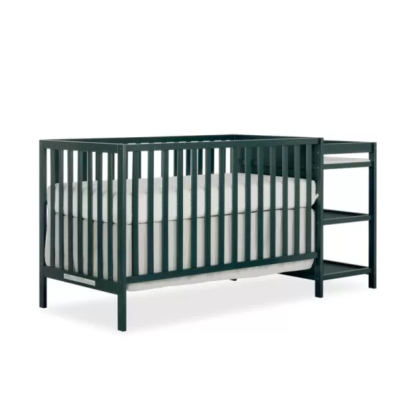 Synergy Convertible Crib and Changer in Olive with Detachable Changing Table, JPMA Certified, 1” Changing pad