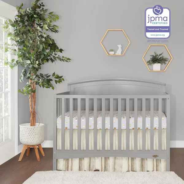 Eden 5-in-1 Convertible Full Panel Crib in Pebble Grey, JPMA Certified, Non-Toxic Finishes, Features 3 Mattress Height Settings, Constructed of Solid Pinewood