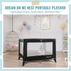 imageDream On Me Nest Portable Playard in Grey with Carrybag an Shoulder Strap Lightweight Packable and Easy Setup Baby Playard Breathable Mesh Sides and Soft Fabric  Comes with a Removable Padded MatBlack