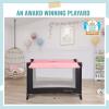 imageDream On Me Nest Portable Playard in Grey with Carrybag an Shoulder Strap Lightweight Packable and Easy Setup Baby Playard Breathable Mesh Sides and Soft Fabric  Comes with a Removable Padded MatPink