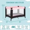 imageDream On Me Nest Portable Playard in Grey with Carrybag an Shoulder Strap Lightweight Packable and Easy Setup Baby Playard Breathable Mesh Sides and Soft Fabric  Comes with a Removable Padded MatPink