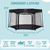 imageDream On Me Onyx Playpen in Black Baby Playpen Portable and Lightweight Playpen for Babies and Toddler  Comes with A Comfortable Padded Floor