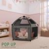 imageDream On Me Pop Up Children Playpen in French White Easy Set Up for Babies and Toddlers Breathable Mesh Sides One Hand Easy Fold Travel Bag IncludedCharcoal