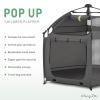 imageDream On Me Pop Up Children Playpen in French White Easy Set Up for Babies and Toddlers Breathable Mesh Sides One Hand Easy Fold Travel Bag IncludedCharcoal