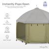 imageDream On Me Pop Up Children Playpen in French White Easy Set Up for Babies and Toddlers Breathable Mesh Sides One Hand Easy Fold Travel Bag IncludedTaupe Green