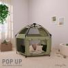imageDream On Me Pop Up Children Playpen in French White Easy Set Up for Babies and Toddlers Breathable Mesh Sides One Hand Easy Fold Travel Bag IncludedTaupe Green