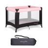 imageDream On Me Nest Portable Playard in Grey with Carrybag an Shoulder Strap Lightweight Packable and Easy Setup Baby Playard Breathable Mesh Sides and Soft Fabric  Comes with a Removable Padded MatPink
