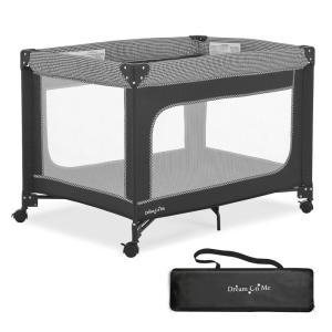 imageDream On Me EZGo Portable Playard in Black ampamp White Compact Easy to Fold and Travel Baby Playard Breathable Mesh Sides Carry Bag IncludedBlack  White