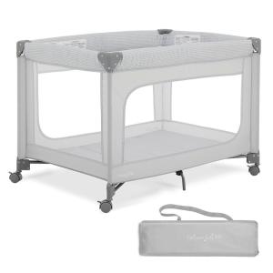 imageDream On Me EZGo Portable Playard in Black ampamp White Compact Easy to Fold and Travel Baby Playard Breathable Mesh Sides Carry Bag IncludedGrey