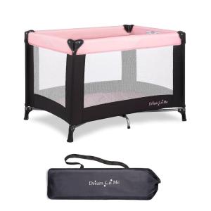 imageDream On Me Nest Portable Playard in Grey with Carrybag an Shoulder Strap Lightweight Packable and Easy Setup Baby Playard Breathable Mesh Sides and Soft Fabric  Comes with a Removable Padded MatPink