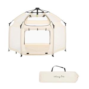 imageDream On Me Pop Up Children Playpen in French White Easy Set Up for Babies and Toddlers Breathable Mesh Sides One Hand Easy Fold Travel Bag IncludedFrench White