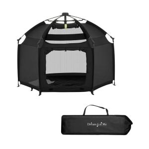 imageDream On Me Pop Up Children Playpen in French White Easy Set Up for Babies and Toddlers Breathable Mesh Sides One Hand Easy Fold Travel Bag IncludedNoir Black