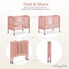 imageDream On Me 2 in 1 Portable Folding Stationary Side Crib in Espresso Greenguard Gold Certified 40x26x38 Inch Pack of 1Dusty Pink