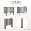 imageDream On Me 2 in 1 Portable Folding Stationary Side Crib in Espresso Greenguard Gold Certified 40x26x38 Inch Pack of 1Storm Grey