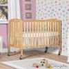 imageDream On Me Folding Full Size Convenience Crib In Storm Grey Two Adjustable Mattress Height Positions Comes With Heavy Duty Locking Wheels Flat FoldingNatural