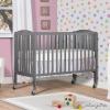 imageDream On Me Folding Full Size Convenience Crib In Storm Grey Two Adjustable Mattress Height Positions Comes With Heavy Duty Locking Wheels Flat FoldingStorm Grey