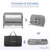 imageDream On Me Calypso Portable Bassinet with Wheels in Grey Quick ampamp Easy Folding Seven Adjustable Height Machine Washable Fabric Portable and Packable Bedside BassinetGrey