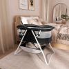 imageDream On Me Karley Bassinet in Blue ampamp Grey Lightweight Portable Baby Bassinet Quick Fold and Easy to Carry  Adjustable Double Canopy Indoor and Outdoor Bassinet with Large Storage BasketOnyx