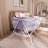 imageDream On Me Karley Bassinet in Blue ampamp Grey Lightweight Portable Baby Bassinet Quick Fold and Easy to Carry  Adjustable Double Canopy Indoor and Outdoor Bassinet with Large Storage BasketPreiwinkle