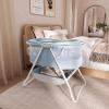 imageDream On Me Karley Bassinet in Blue ampamp Grey Lightweight Portable Baby Bassinet Quick Fold and Easy to Carry  Adjustable Double Canopy Indoor and Outdoor Bassinet with Large Storage BasketLight Blue