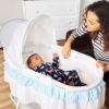 imageDream On Me Lacy Portable 2in1 Bassinet ampamp Cradle in Pink and White Lightweight Baby Bassinet with Storage Basket Adjustable and Removable CanopyBlueWhite