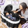 imageDream On Me Lacy Portable 2in1 Bassinet ampamp Cradle in Pink and White Lightweight Baby Bassinet with Storage Basket Adjustable and Removable CanopyBlack