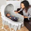imageDream On Me Lacy Portable 2in1 Bassinet ampamp Cradle in Pink and White Lightweight Baby Bassinet with Storage Basket Adjustable and Removable CanopyLight Grey