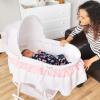 imageDream On Me Lacy Portable 2in1 Bassinet ampamp Cradle in Pink and White Lightweight Baby Bassinet with Storage Basket Adjustable and Removable CanopyPinkWhite