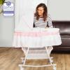 imageDream On Me Lacy Portable 2in1 Bassinet ampamp Cradle in Pink and White Lightweight Baby Bassinet with Storage Basket Adjustable and Removable CanopyPinkWhite