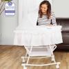 imageDream On Me Lacy Portable 2in1 Bassinet ampamp Cradle in Pink and White Lightweight Baby Bassinet with Storage Basket Adjustable and Removable CanopyWhite