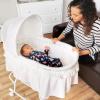 imageDream On Me Lacy Portable 2in1 Bassinet ampamp Cradle in Pink and White Lightweight Baby Bassinet with Storage Basket Adjustable and Removable CanopyWhite