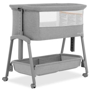 imageDream On Me Calypso Portable Bassinet with Wheels in Grey Quick ampamp Easy Folding Seven Adjustable Height Machine Washable Fabric Portable and Packable Bedside BassinetGrey