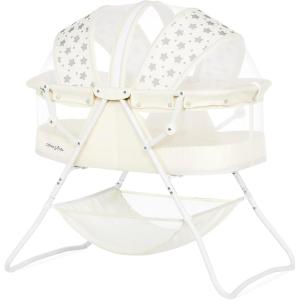 imageDream On Me Karley Bassinet in Blue ampamp Grey Lightweight Portable Baby Bassinet Quick Fold and Easy to Carry  Adjustable Double Canopy Indoor and Outdoor Bassinet with Large Storage BasketFrench White